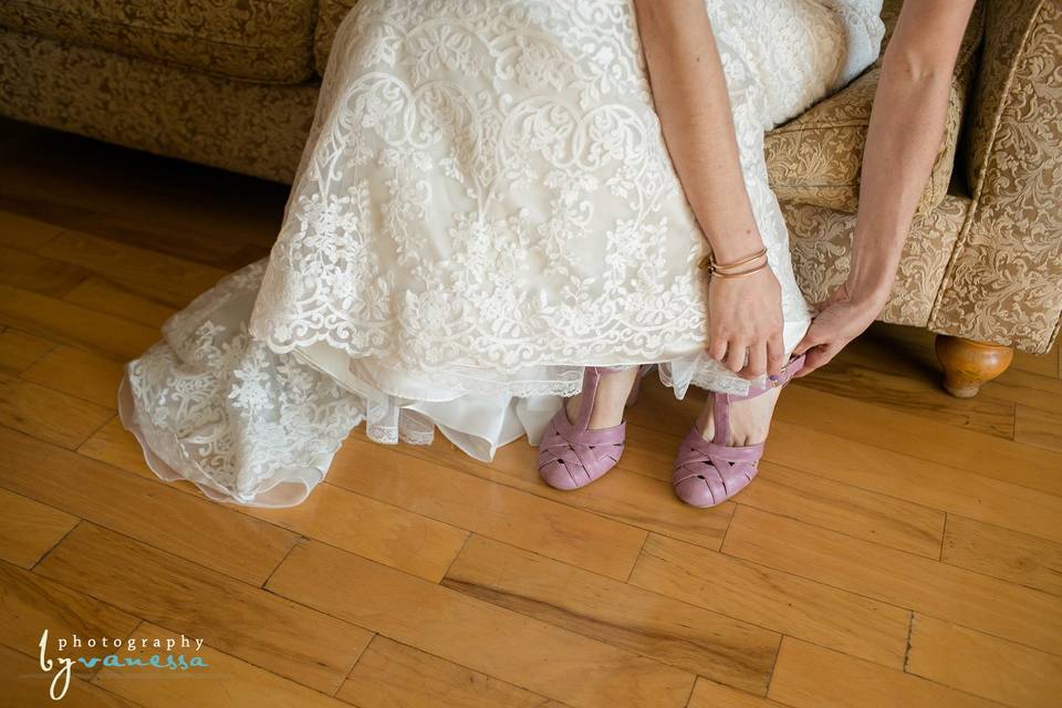 Bride getting ready