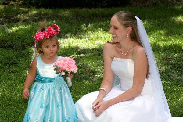 Bride and flower girl