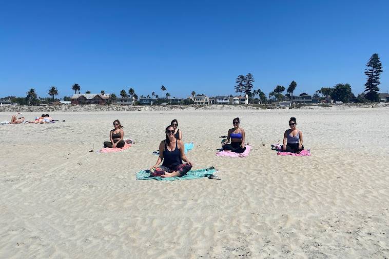 Yoga session at the beach