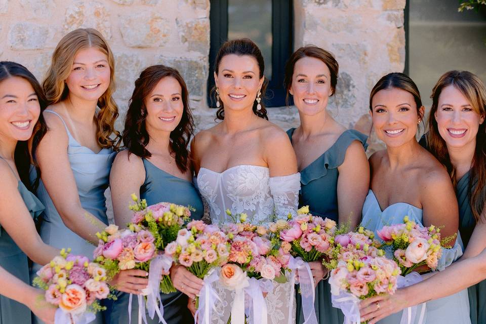 Bride and bridesmaids