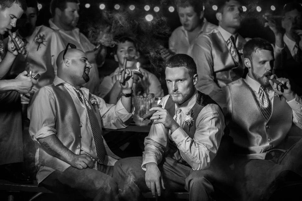 One of the things that always gets overlooked, is that the Groom is surrounded by his best friends. Posed traditional portraits are great, but this image captures who they really are as a group of real guys!