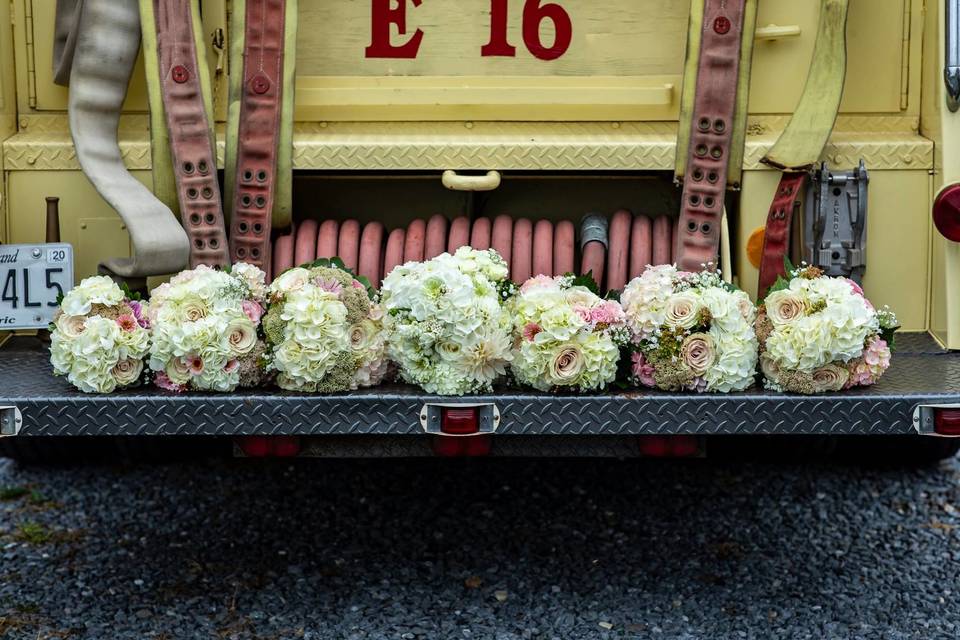 Bouquet and a firetruck