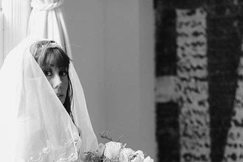 The bride holding a bouquet