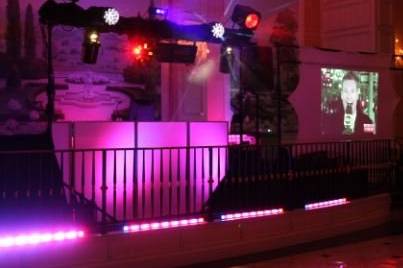 Up-lighting and one of our lighting set-ups complete with our 10 foot photo montage screen!