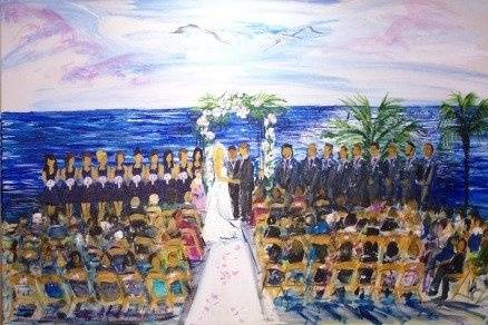 Painted during ceremony with breezy ocean backdrop.