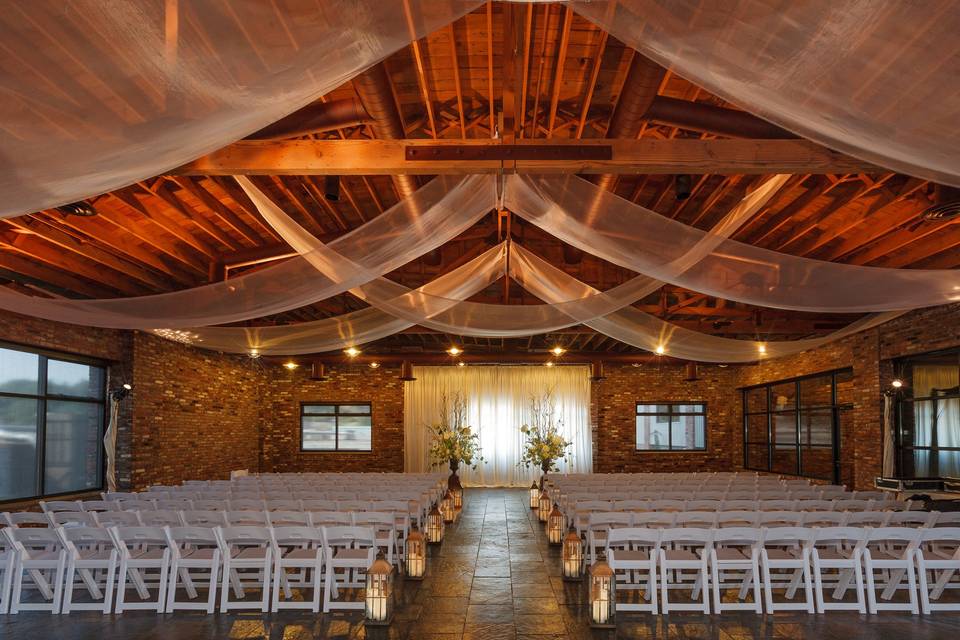Ceremony site with drapes