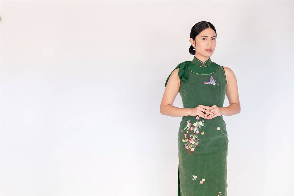 Emerald Green Silk Qipao