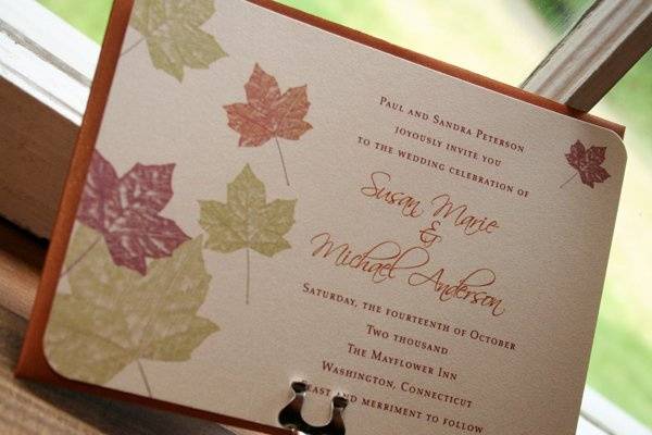 Maple Autumn Leaves Wedding Invitation