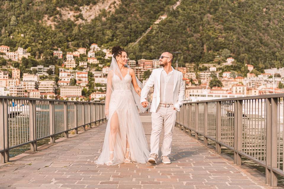Bride and Groom in Lake Como