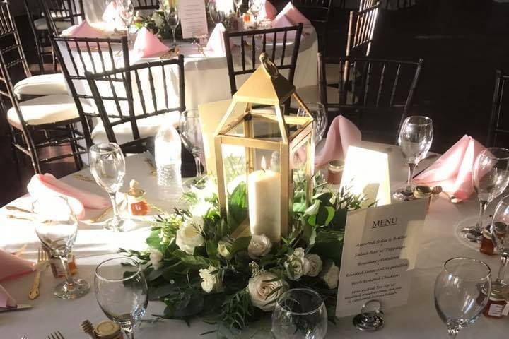 Table setup with centerpiece