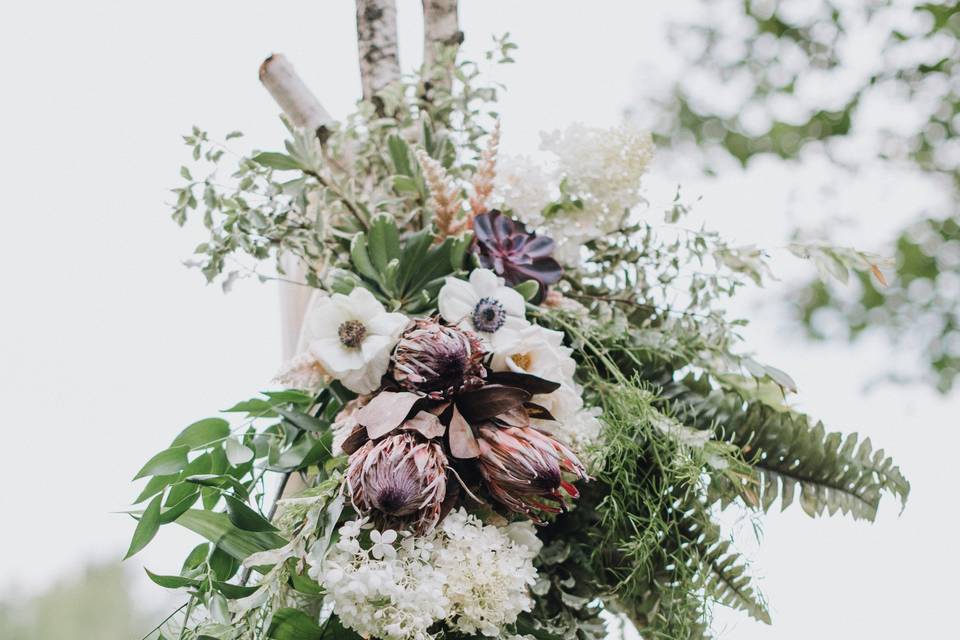 White and green floral piece