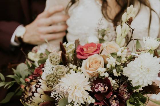 The bride and her bouquet