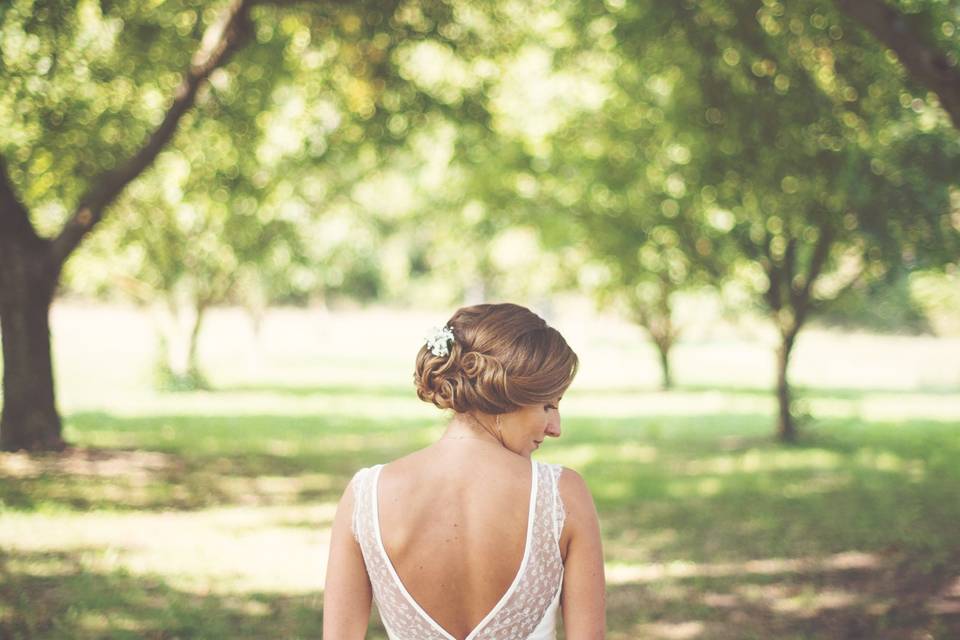 Bride by the trees