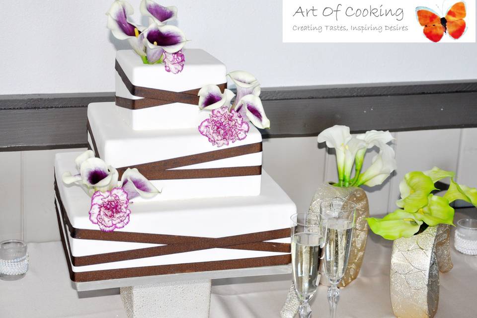 Modern Square design Wedding Cake by Art Of Cooking new Wedding cake and Dessert food station collection.For more information go to :http://www.aoclasvegas.com