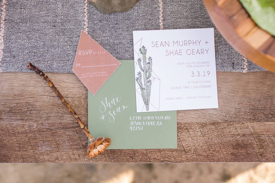 Modern desert invitations