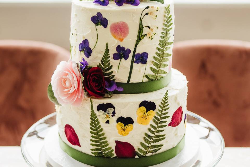 Tiered pressed flower cake