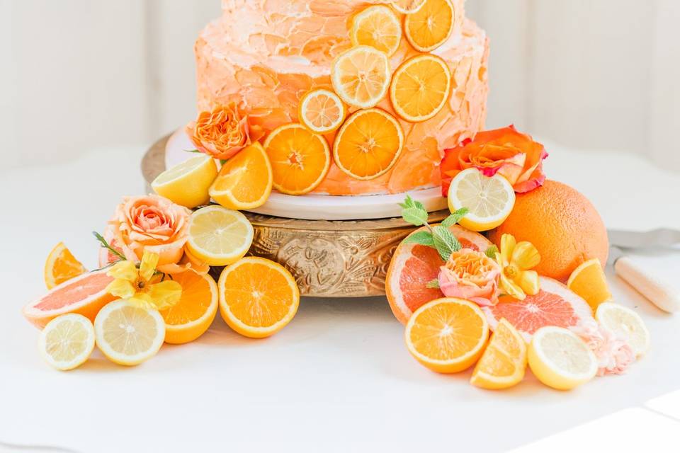 Citrus themed wedding cake