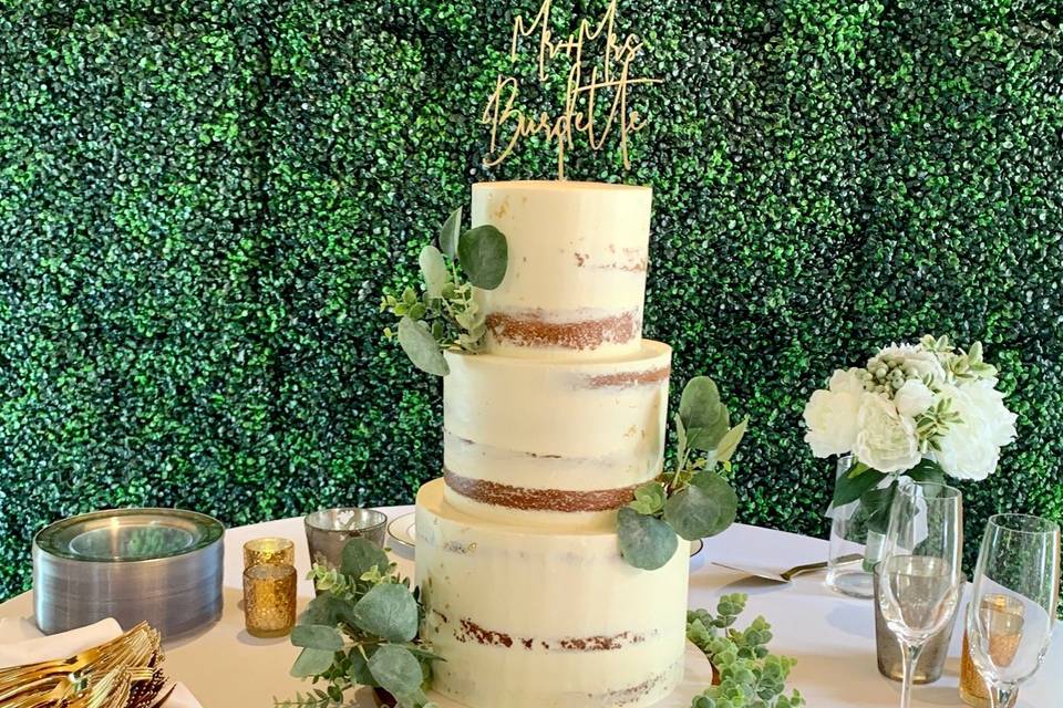 Semi-naked tiered cake