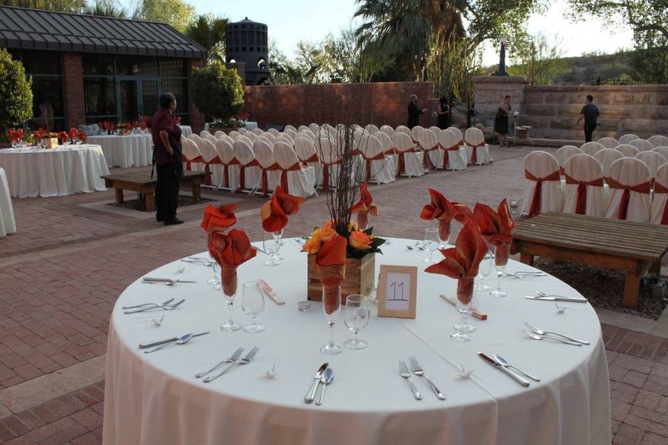 Table setup with centerpiece