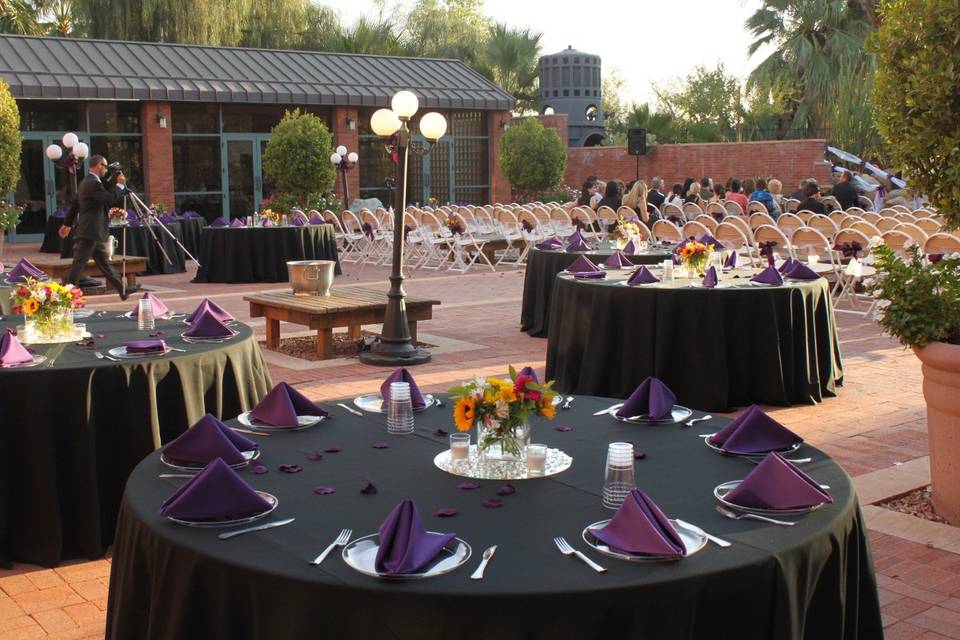 Table setup with centerpiece