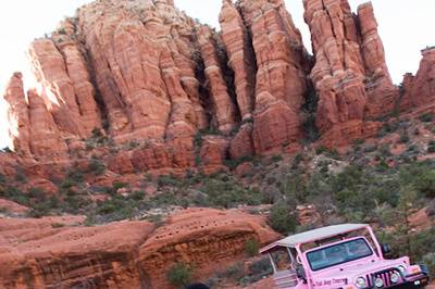 Pink Jeep Wedding