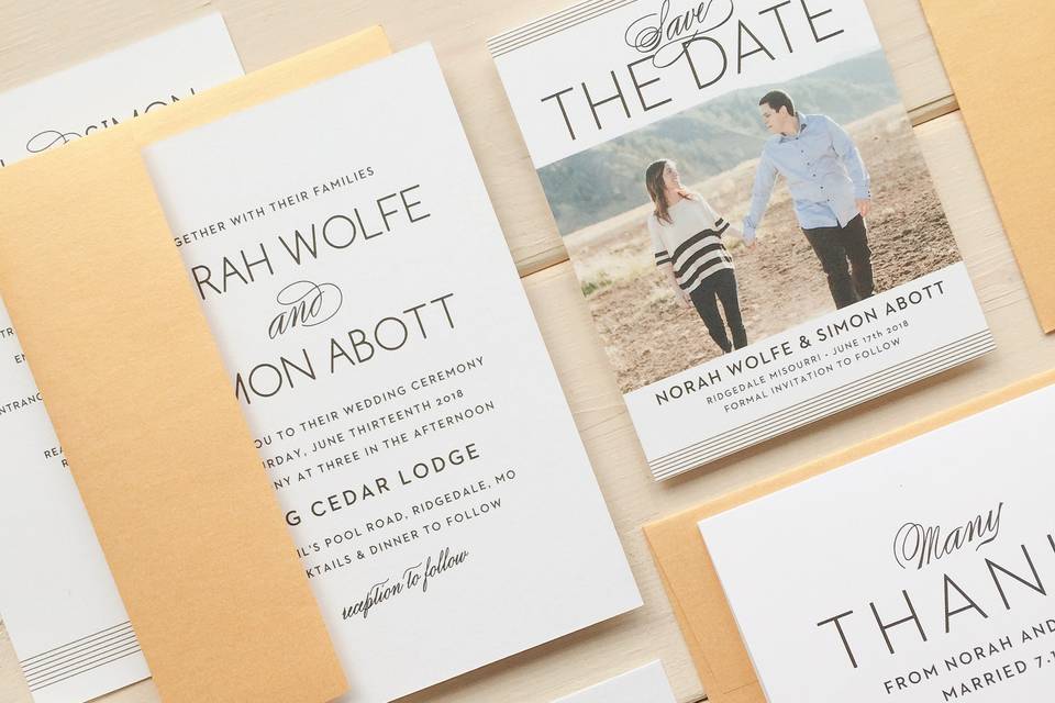 Deco type wedding invitations