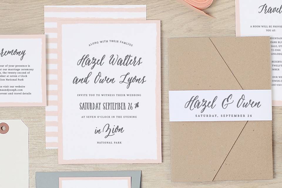 Painted border wedding invitation