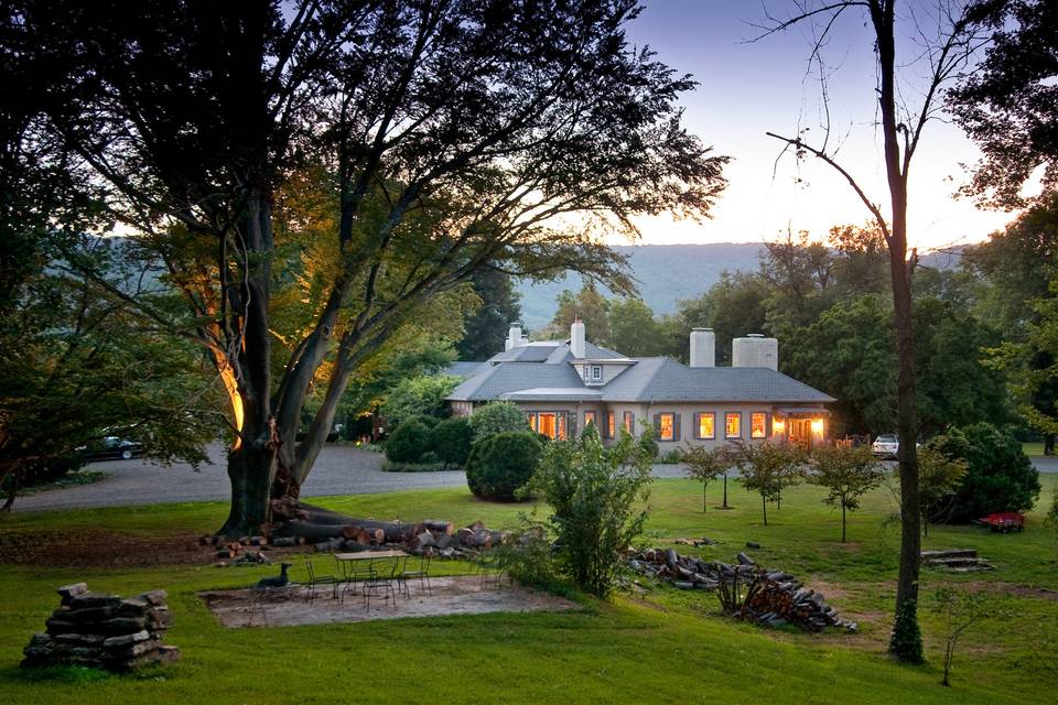 Side View of the Manor at Dusk