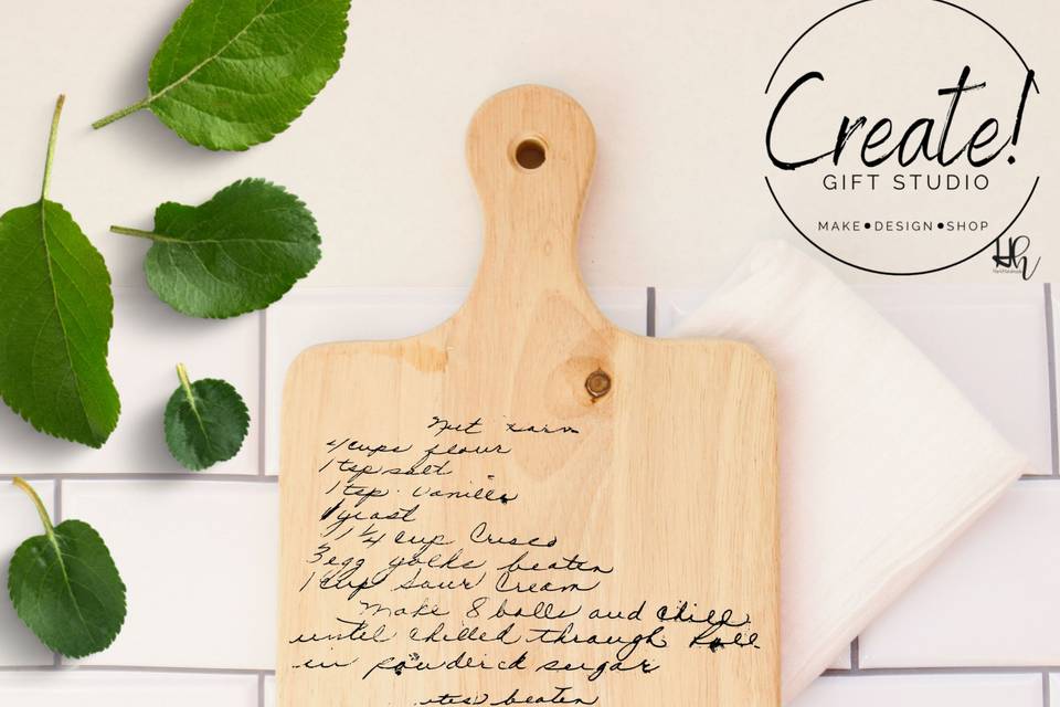 Handwritten recipe board