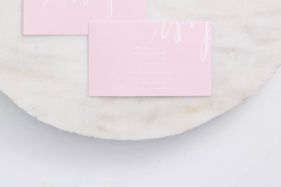 The blush rose RSVP cards