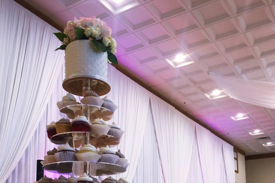 Wedding cake and cupcake