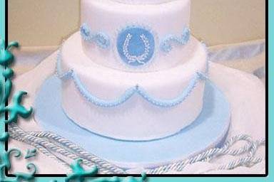 Fondant cake with a princess-style design. Crystal swan cake topper.