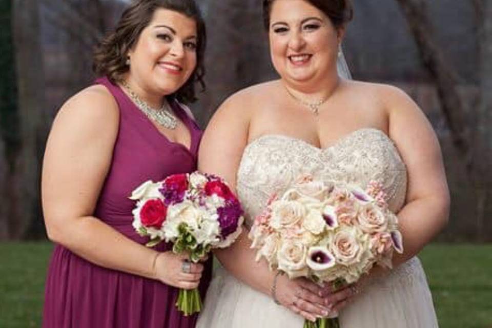 Bride with bridesmaid