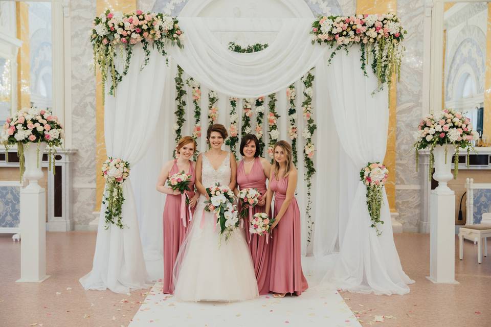 Floral backdrop and ceremony decorations