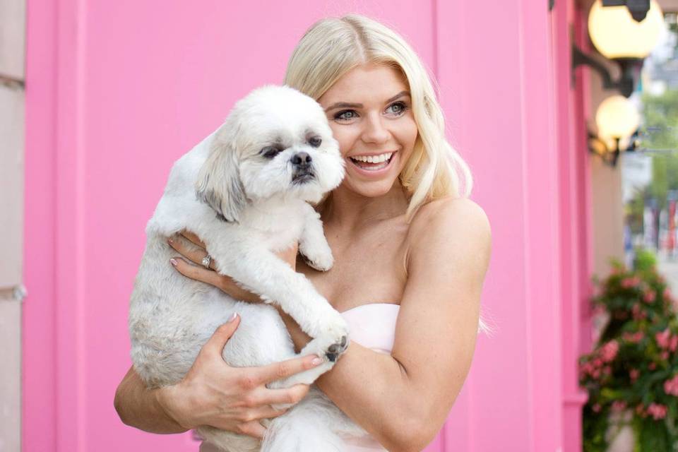 Prink Bride with Dog