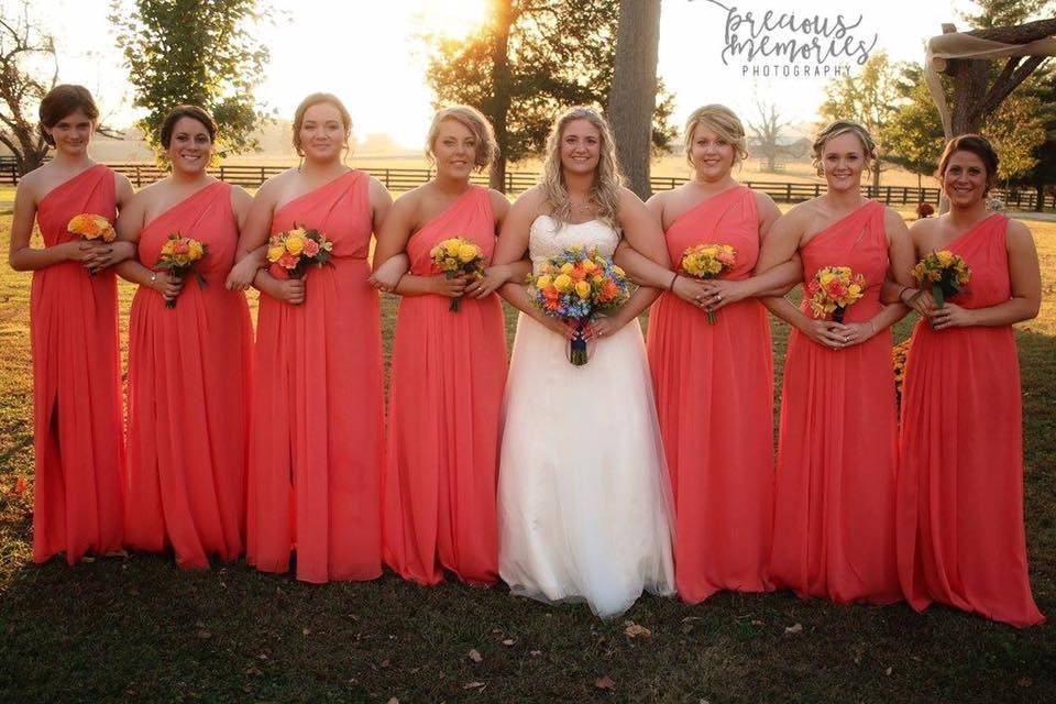 Bride and bridesmaids