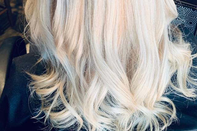 Bright blonde hairstyle