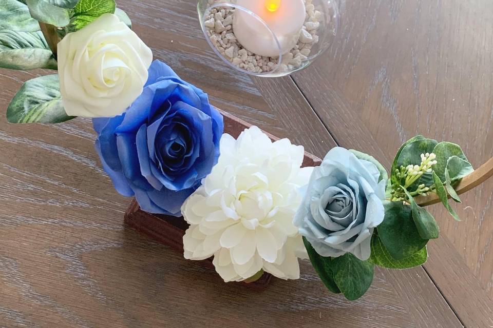 Blue and white flowers