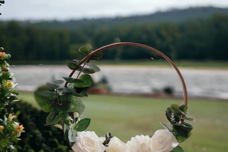 White flowers with greenery