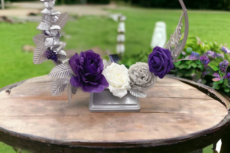 Purple flowers with silver