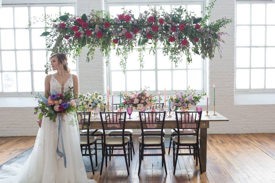 Bride and Floral Installation