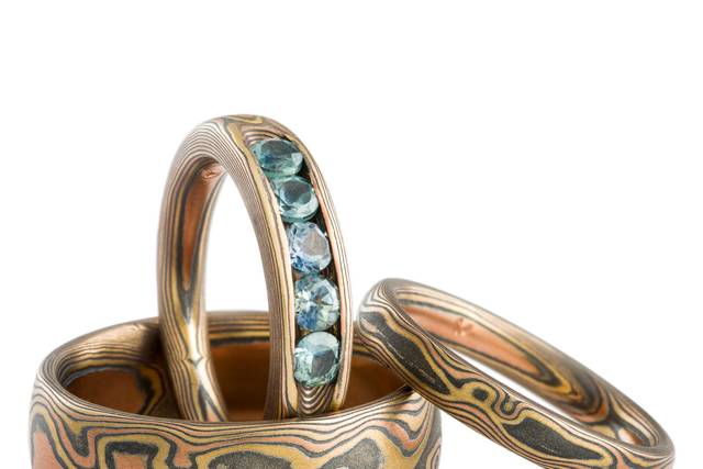 Mokume Wedding Set