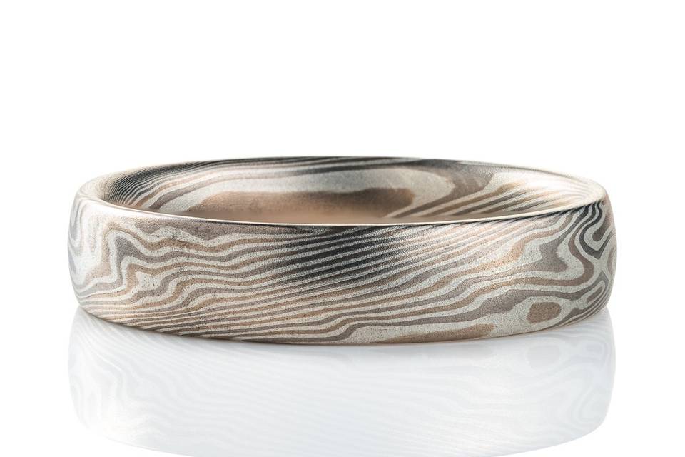 White Gold Mokume Ring