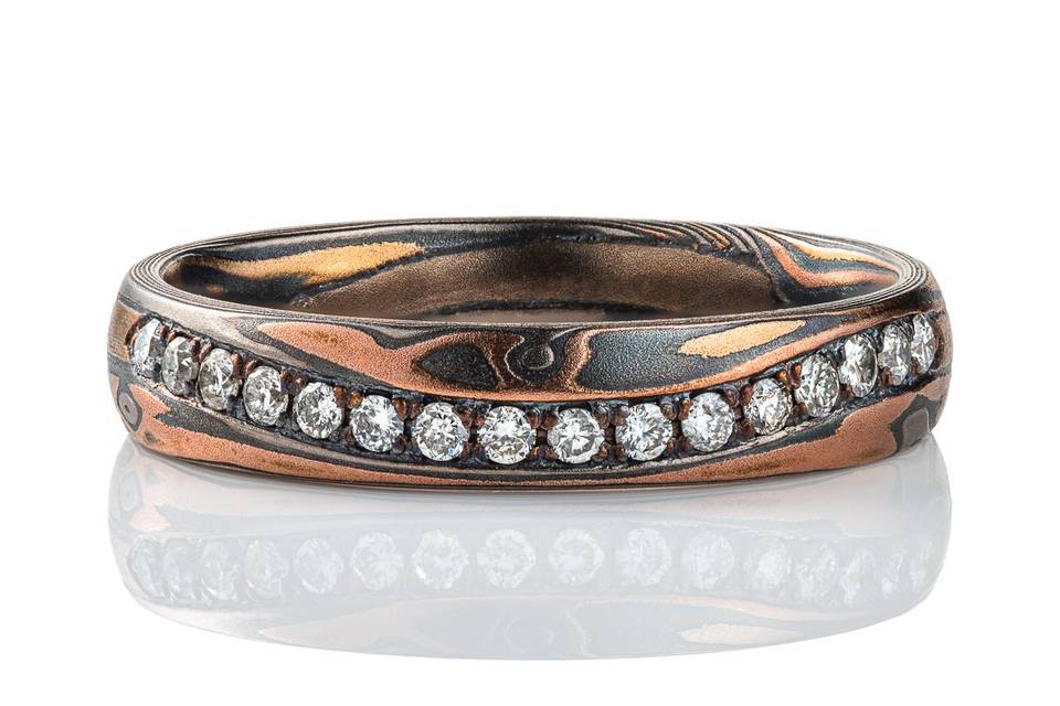 Mokume Diamond Band