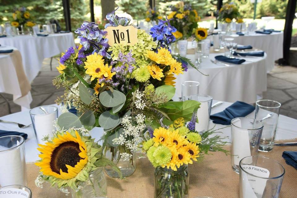 Table setup with centerpiece