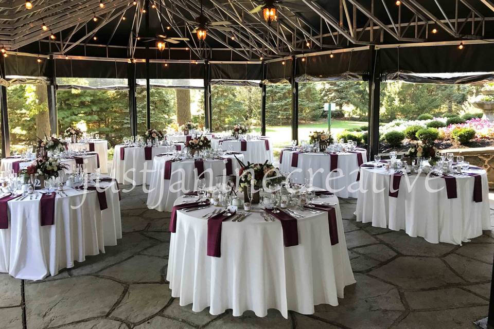 Table setup with centerpiece