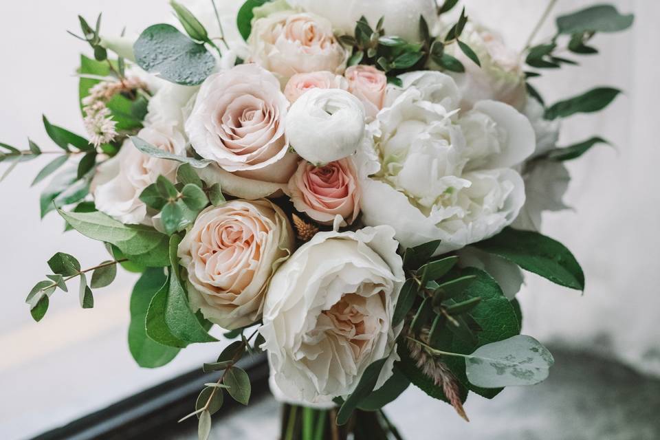 Garden roses and peonies