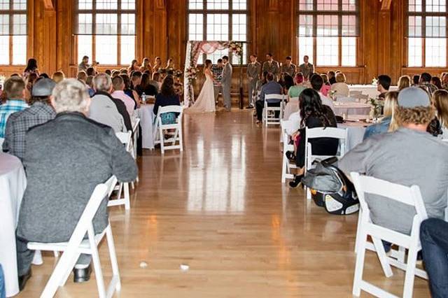 Ceremony with guests at tables