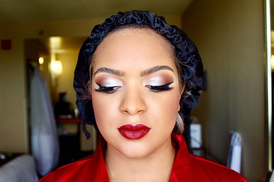 Bridesmaid Look with Bold Lips