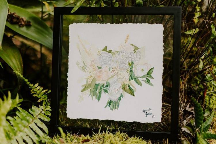 Framed hand-drawn bouquet